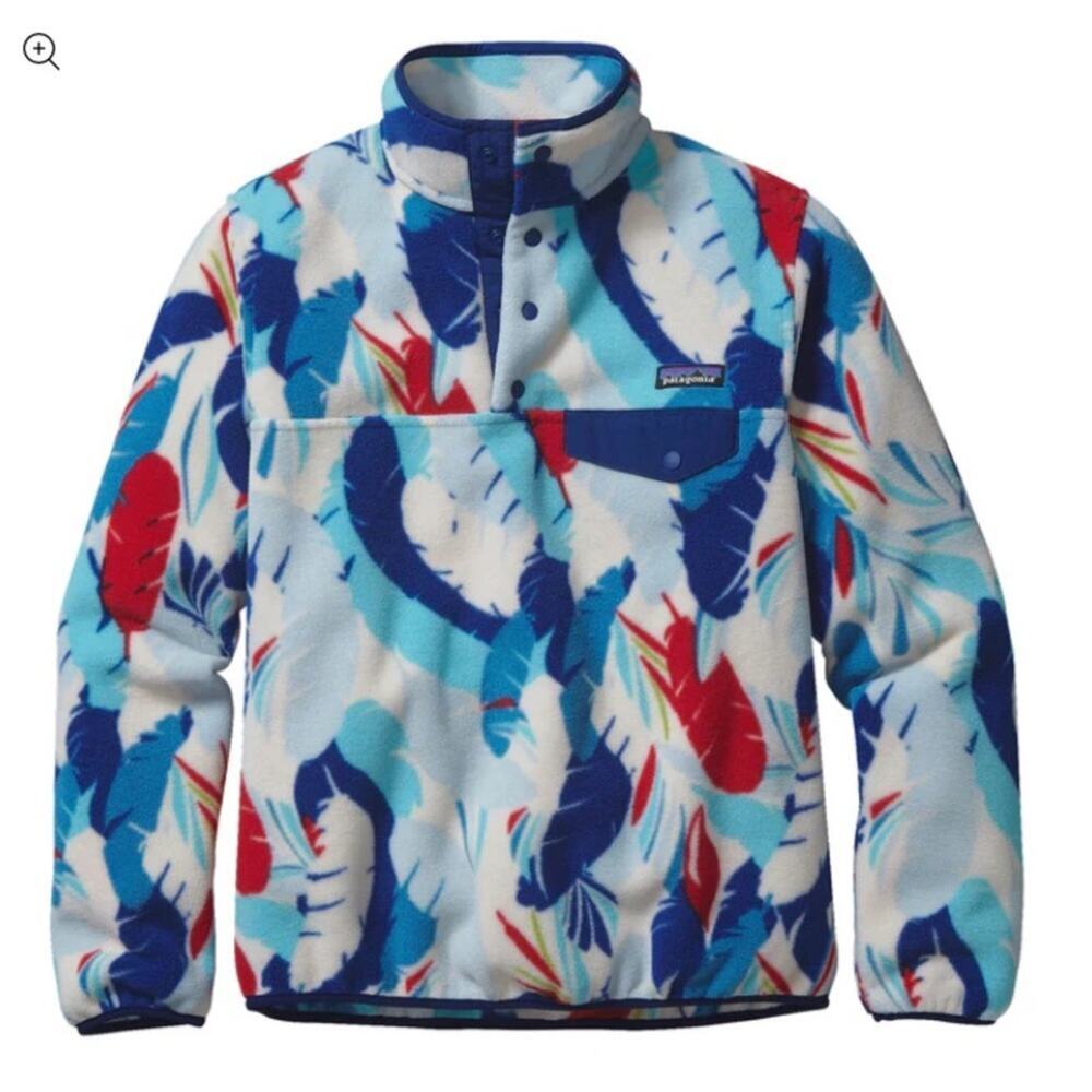 Patagonia lightweight Synchilla Multicolor Feather Pattern Fleece size medium
